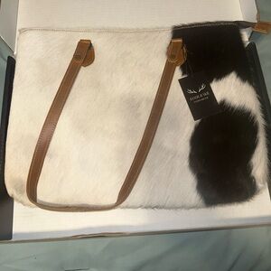 Black and White Hair-on Leather Tote
